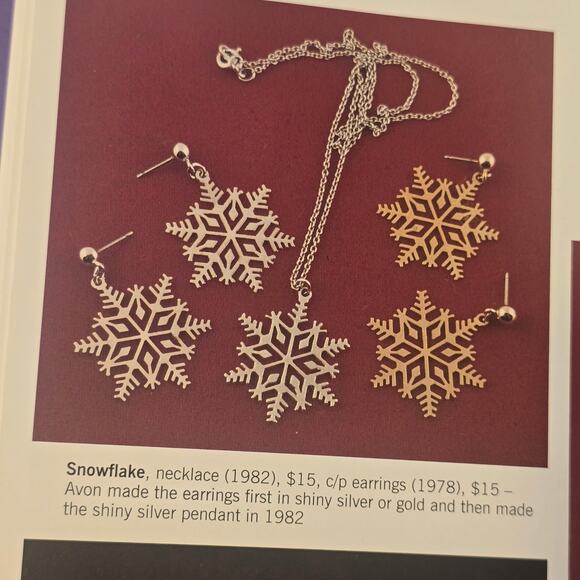 Avon 1982 Snowflake Earrings Gold Tone Clip On Vintage Christmas Holiday - Picture 2 of 5